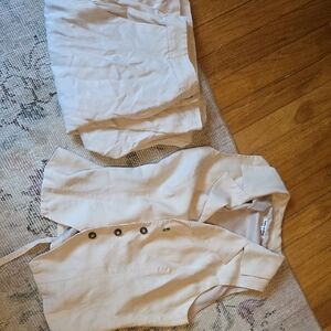 Reformation Cream Button-Up Vest and Pant Set